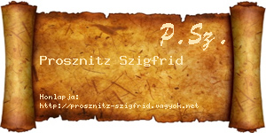 Prosznitz Szigfrid névjegykártya